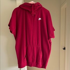 Nike oversized short sleeve sweatshirt hoodie. Sz Medium. Red